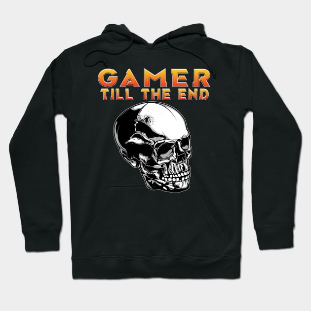 Gamer Till The End Full Skull Orange Hoodie by Shawnsonart